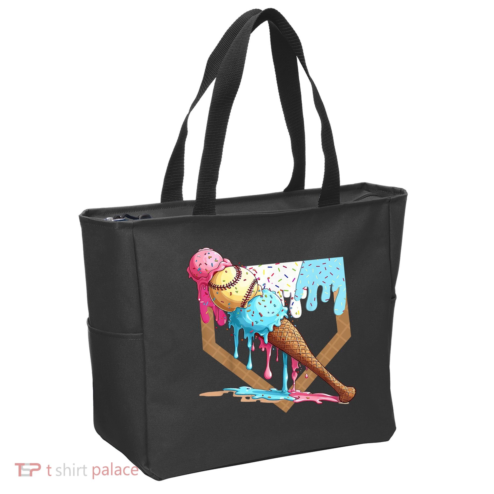 Baseball Ice Cream Dripping Baseball Home Plate Drip Tote Bag