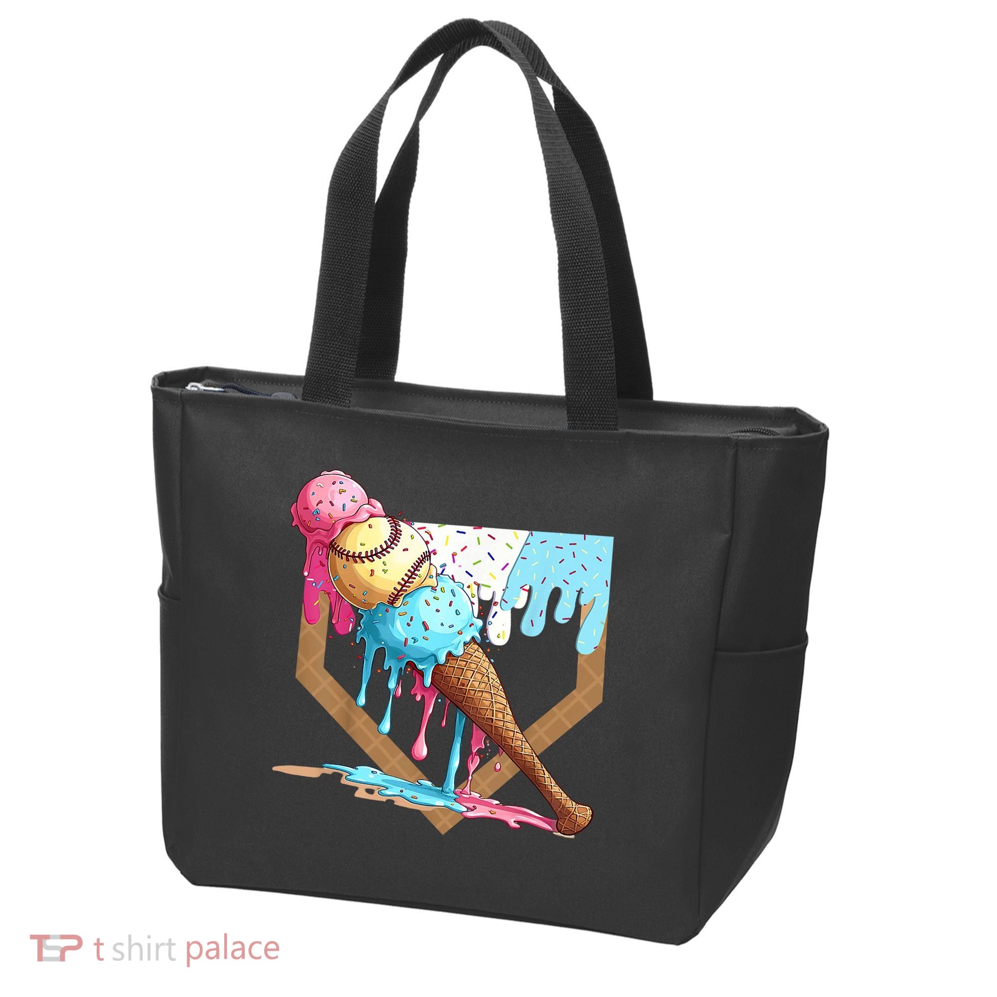 Baseball Ice Cream Dripping Baseball Home Plate Drip Tote Bag