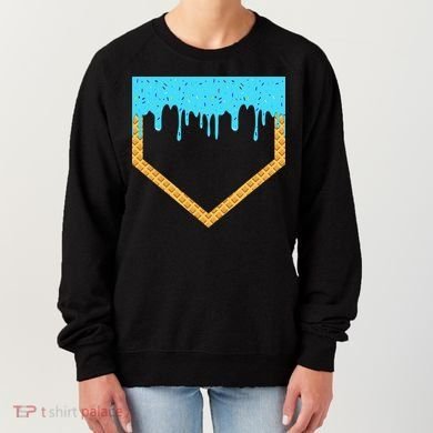 Baseball Ice Cream Dripping Baseball Home Plate Drip Women's Sweatshirt