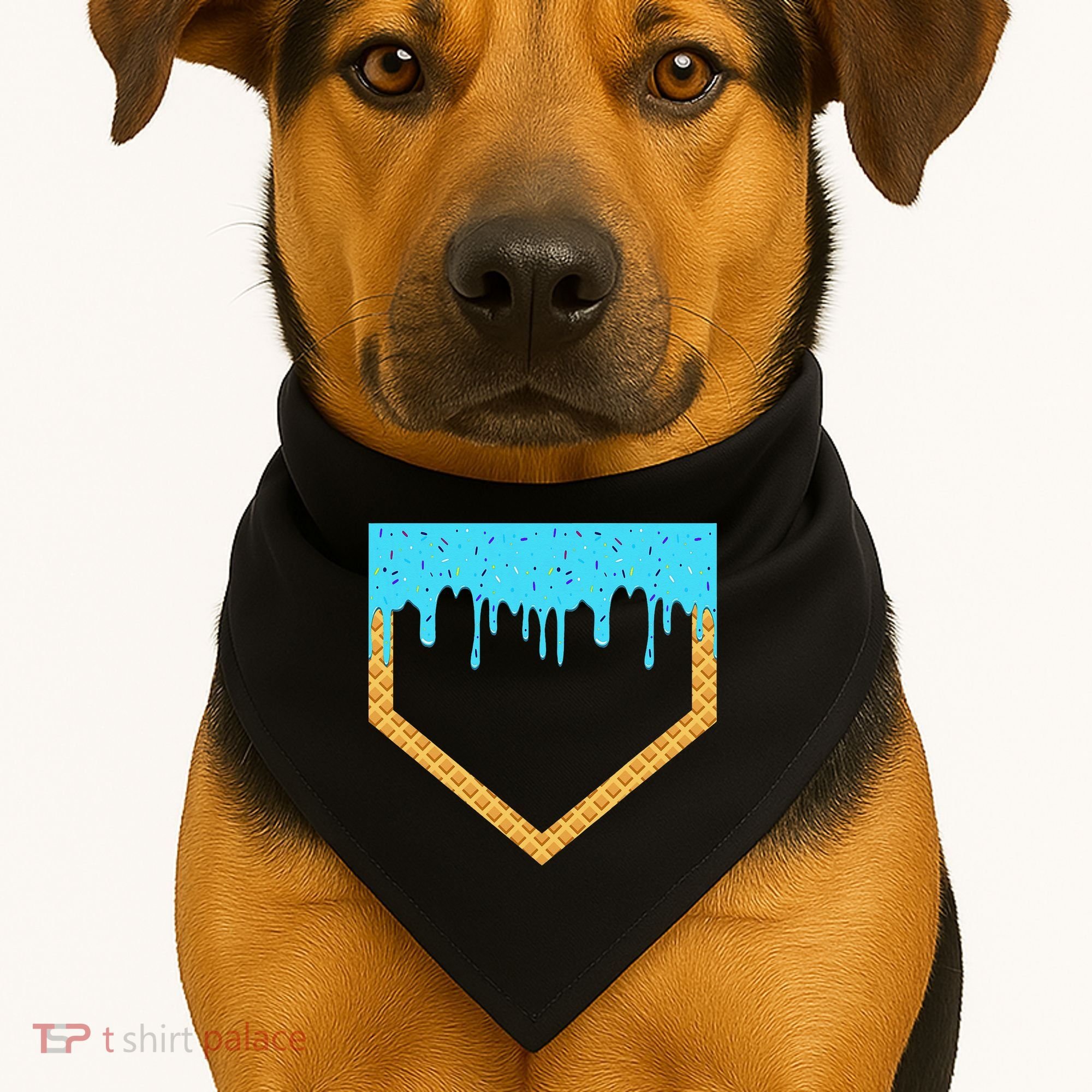 Baseball Ice Cream Dripping Baseball Home Plate Drip USA-Made Doggie Bandana