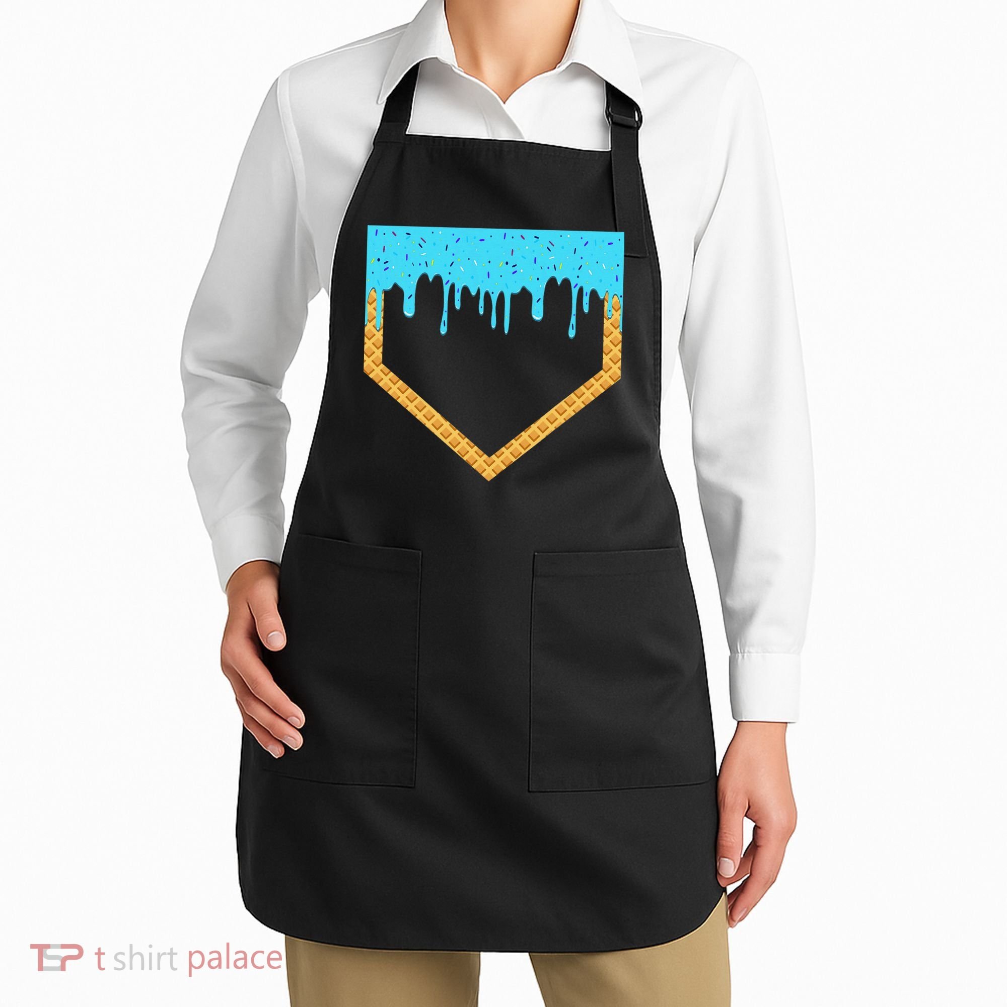 Baseball Ice Cream Dripping Baseball Home Plate Drip Apron