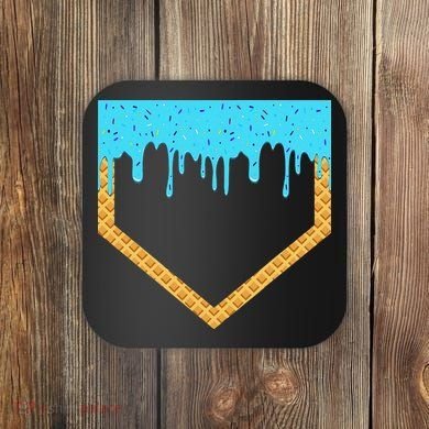 Baseball Ice Cream Dripping Baseball Home Plate Drip Coaster