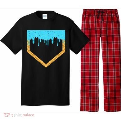 Baseball Ice Cream Dripping Baseball Home Plate Drip Pajama Set