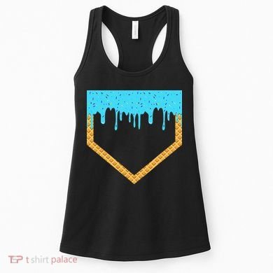 Baseball Ice Cream Dripping Baseball Home Plate Drip Women's Tank Top