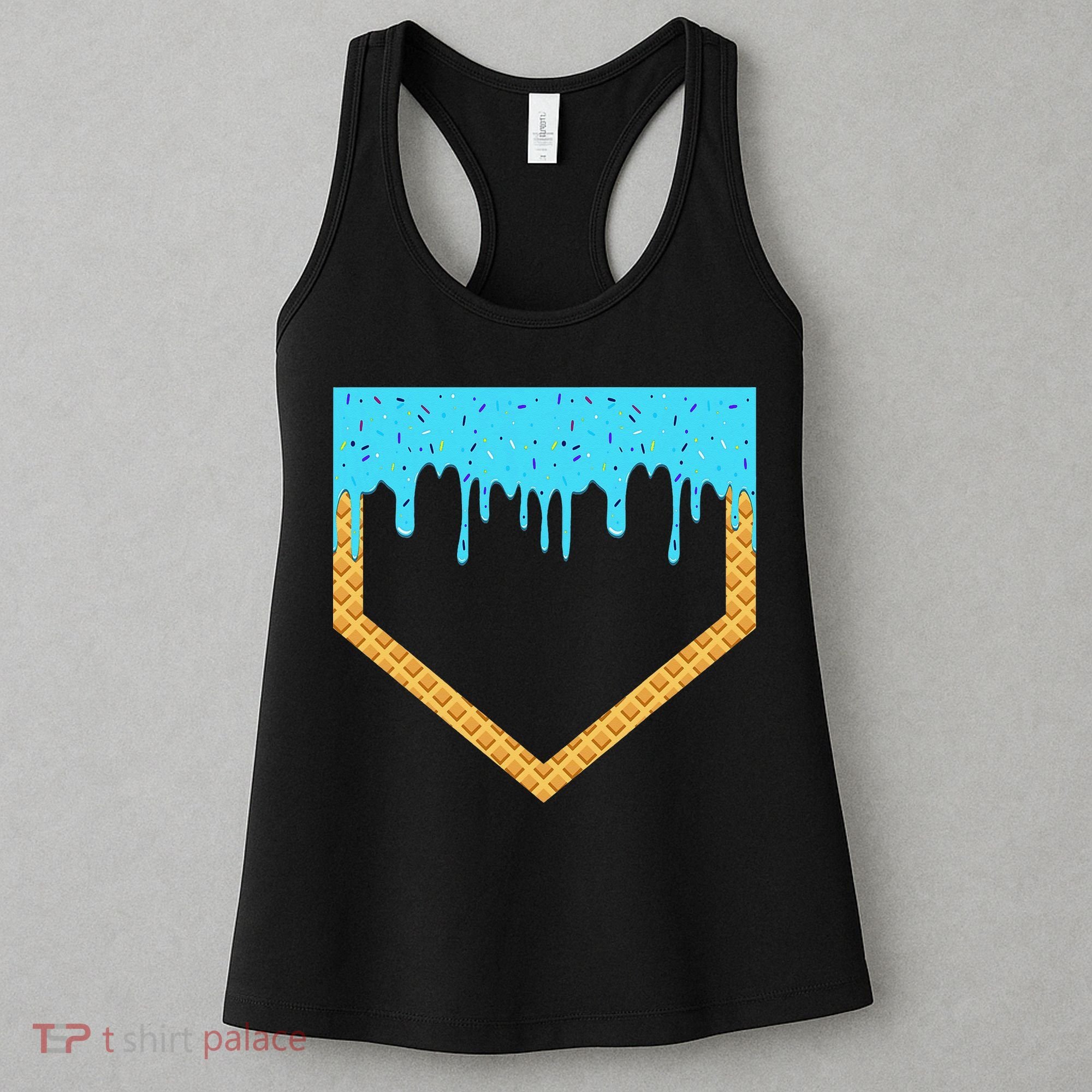 Baseball Ice Cream Dripping Baseball Home Plate Drip Women's Tank Top