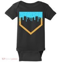 Baseball Ice Cream Dripping Baseball Home Plate Drip Baby Bodysuit thumb 0