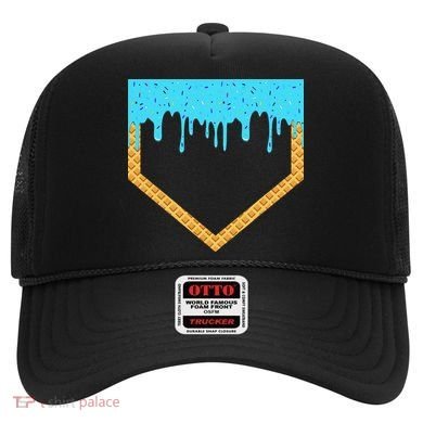 Baseball Ice Cream Dripping Baseball Home Plate Drip Hat