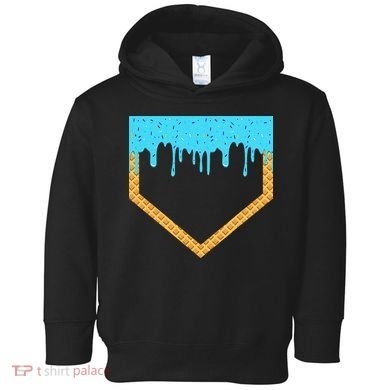 Baseball Ice Cream Dripping Baseball Home Plate Drip Toddler Hoodie