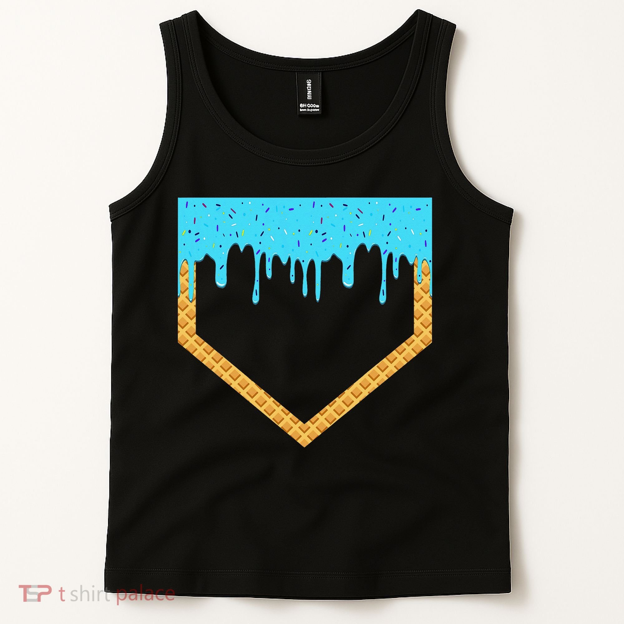 Baseball Ice Cream Dripping Baseball Home Plate Drip Tank Top