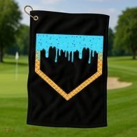 Baseball Ice Cream Dripping Baseball Home Plate Drip Golf Towel thumb 1