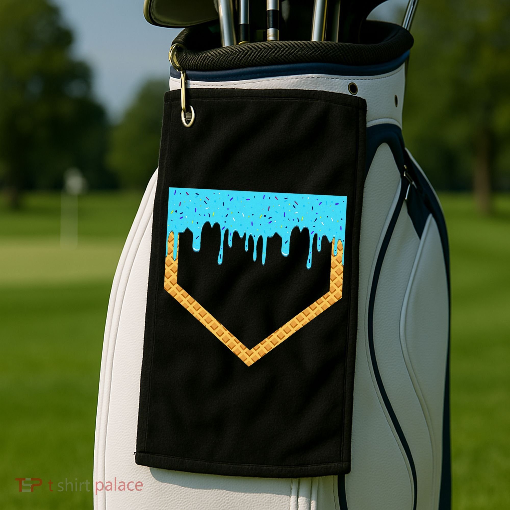 Baseball Ice Cream Dripping Baseball Home Plate Drip Golf Towel