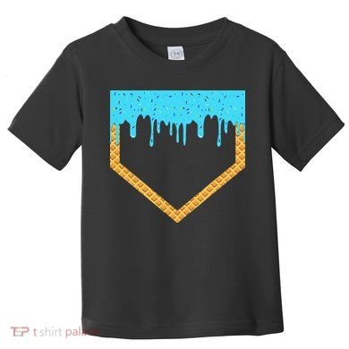 Baseball Ice Cream Dripping Baseball Home Plate Drip Toddler T-Shirt