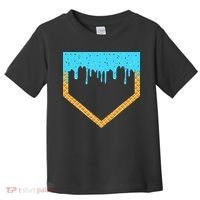 Baseball Ice Cream Dripping Baseball Home Plate Drip Toddler T-Shirt thumb 0