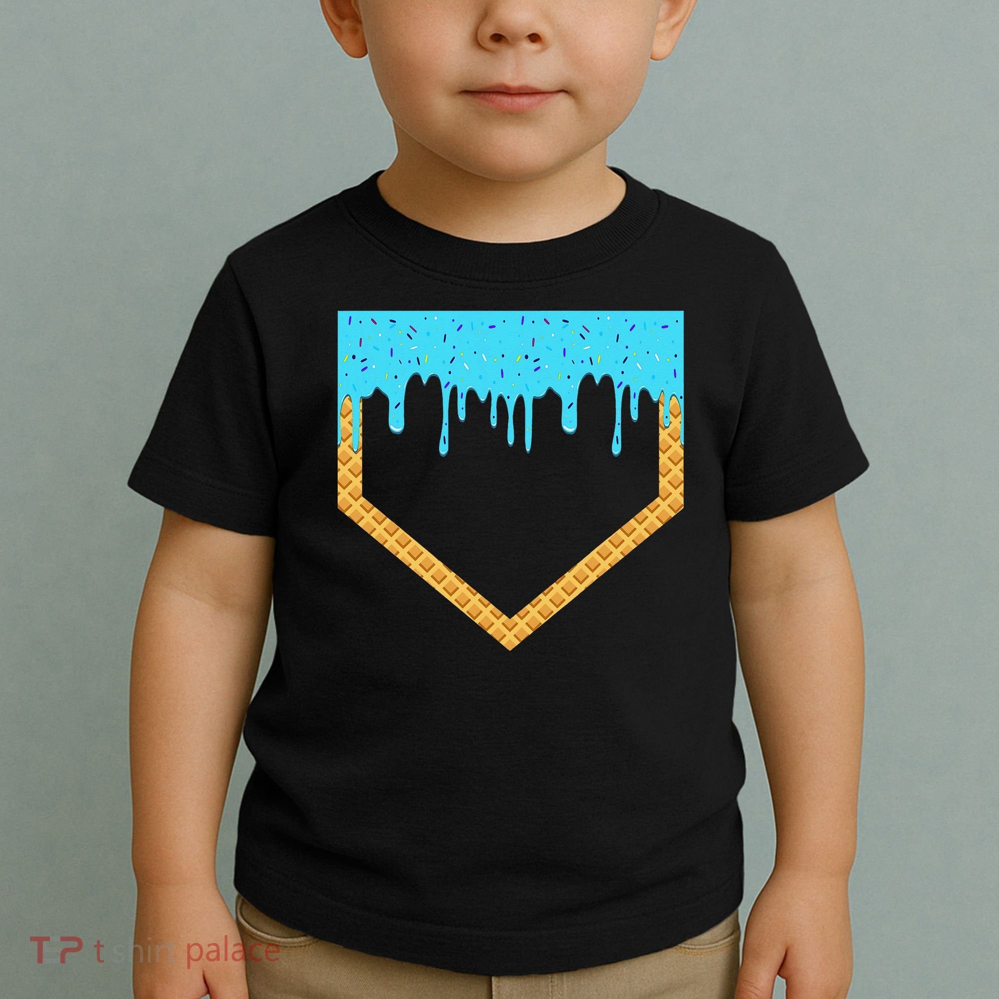 Baseball Ice Cream Dripping Baseball Home Plate Drip Toddler T-Shirt