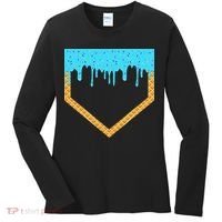 Baseball Ice Cream Dripping Baseball Home Plate Drip Women's Long Sleeve Shirt thumb 0