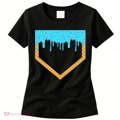 Baseball Ice Cream Dripping Baseball Home Plate Drip Women's T-Shirt