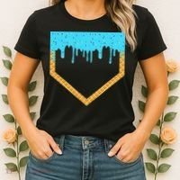 Baseball Ice Cream Dripping Baseball Home Plate Drip Women's T-Shirt thumb 2