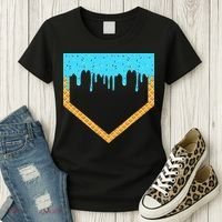 Baseball Ice Cream Dripping Baseball Home Plate Drip Women's T-Shirt thumb 3