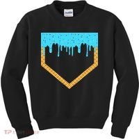 Baseball Ice Cream Dripping Baseball Home Plate Drip Kids Sweatshirt thumb 0