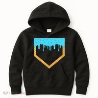 Baseball Ice Cream Dripping Baseball Home Plate Drip Kids Hoodie thumb 0