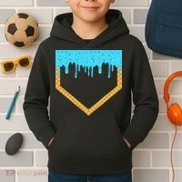 Baseball Ice Cream Dripping Baseball Home Plate Drip Kids Hoodie thumb 2