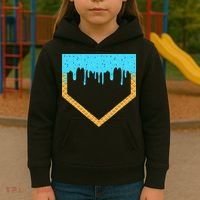 Baseball Ice Cream Dripping Baseball Home Plate Drip Kids Hoodie thumb 3