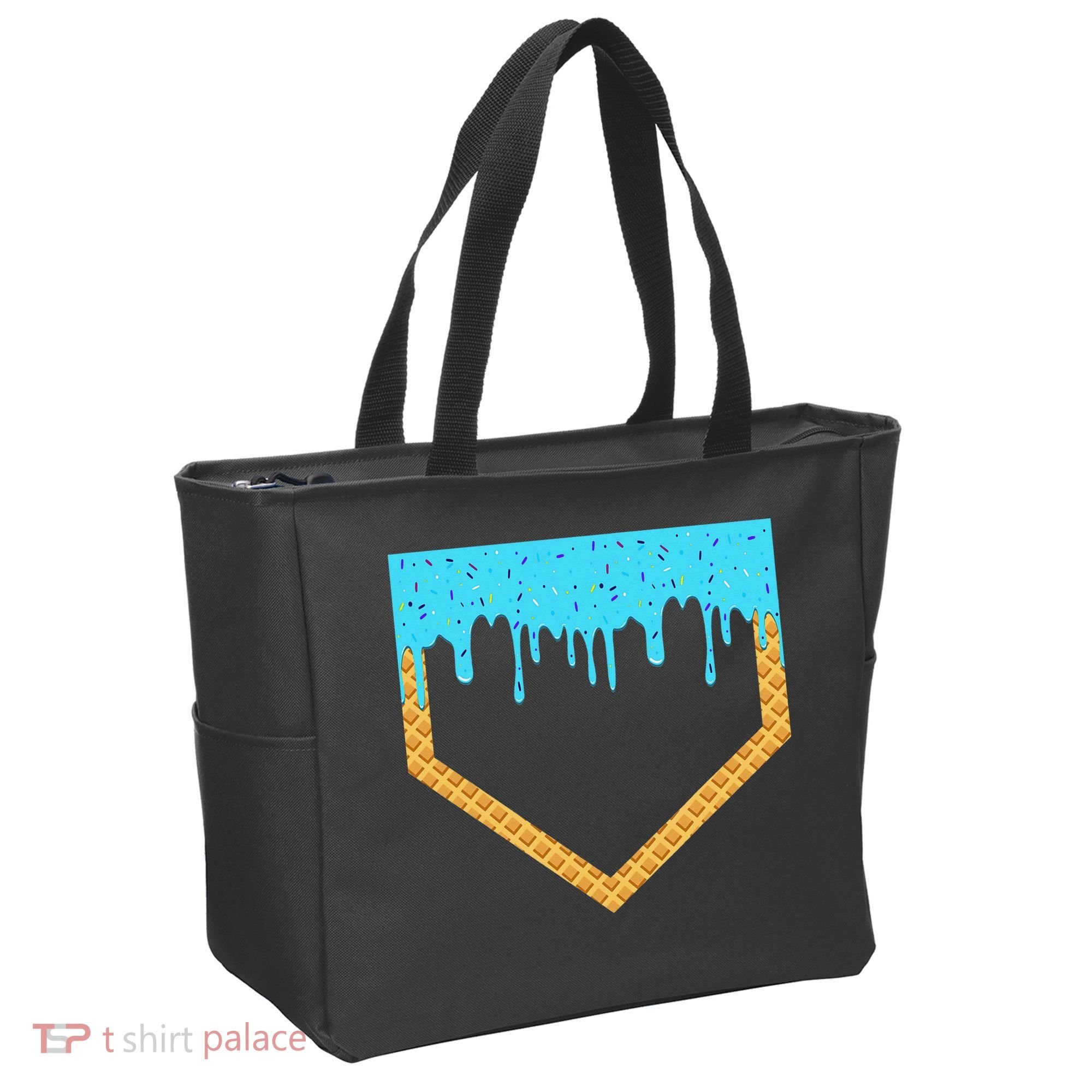 Baseball Ice Cream Dripping Baseball Home Plate Drip Tote Bag