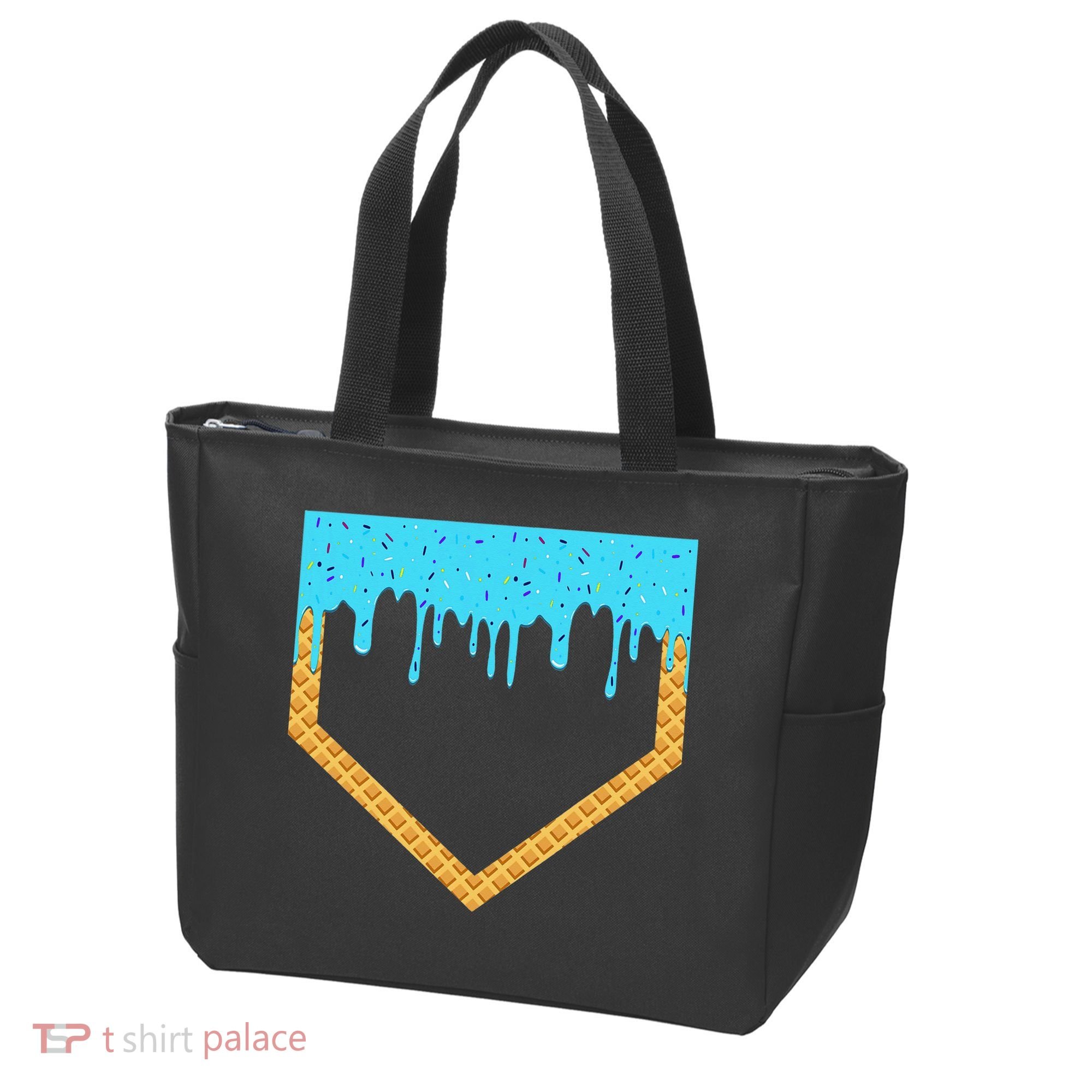 Baseball Ice Cream Dripping Baseball Home Plate Drip Tote Bag