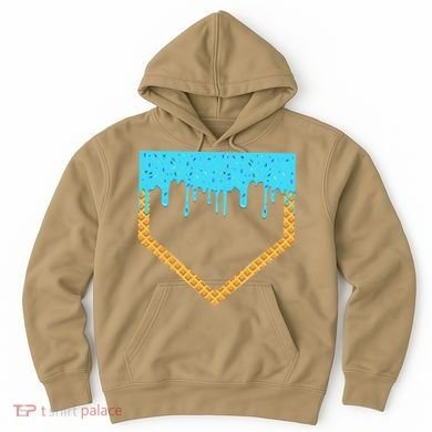 Baseball Ice Cream Dripping Baseball Home Plate Drip Hoodie