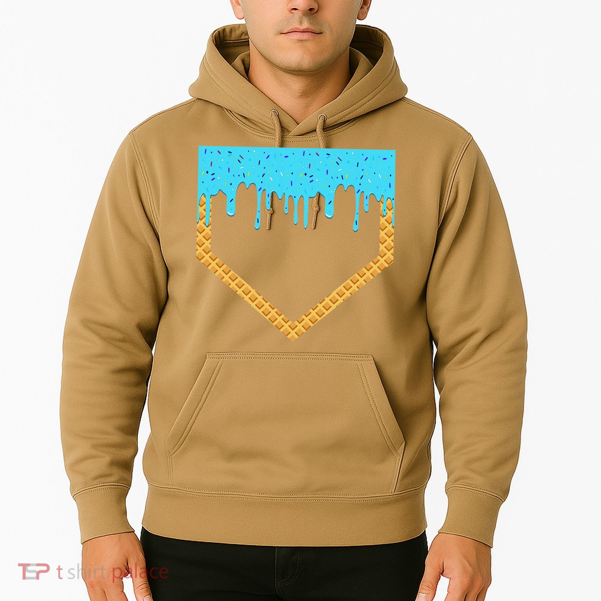 Baseball Ice Cream Dripping Baseball Home Plate Drip Hoodie
