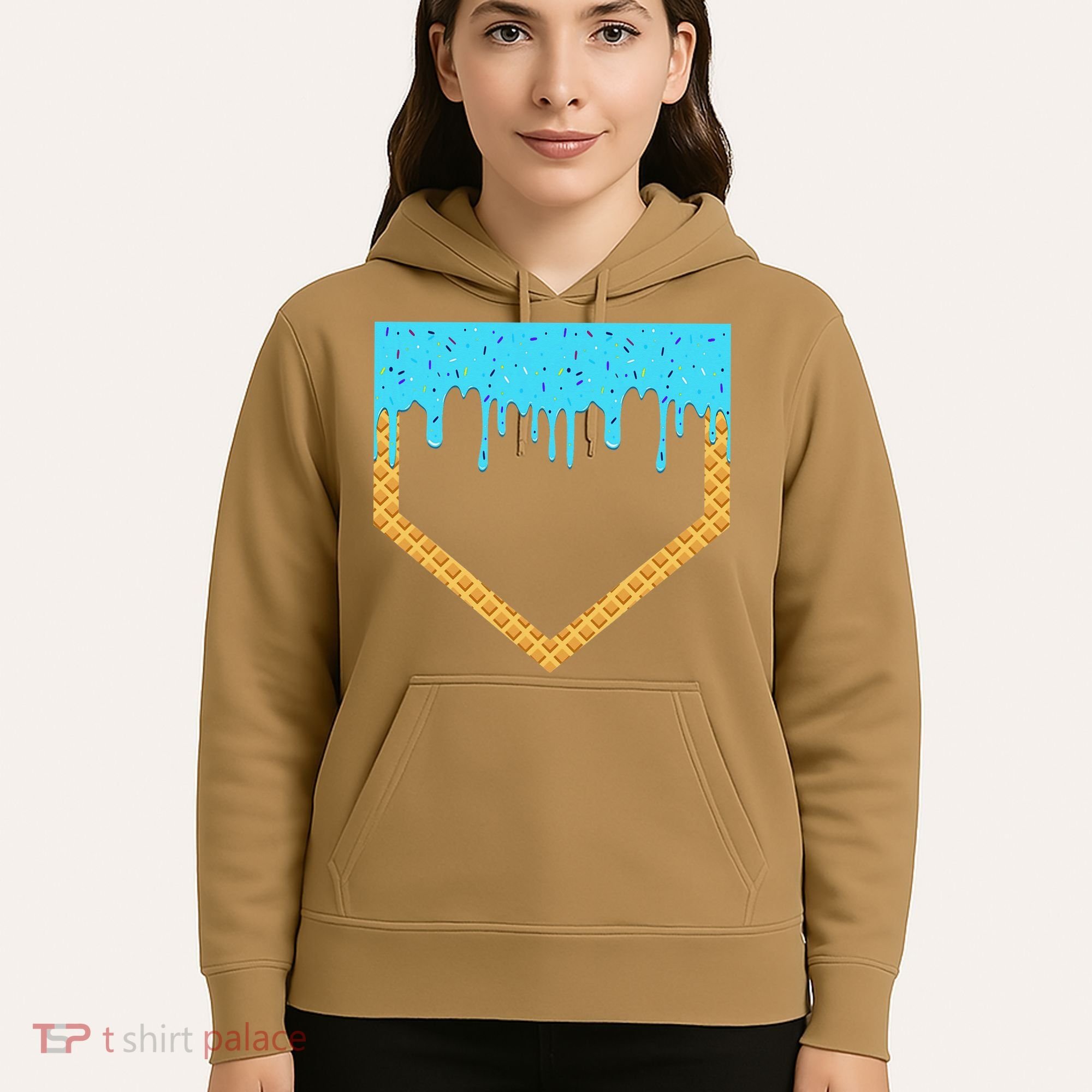Baseball Ice Cream Dripping Baseball Home Plate Drip Hoodie