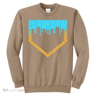 Baseball Ice Cream Dripping Baseball Home Plate Drip Sweatshirt