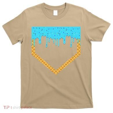 Baseball Ice Cream Dripping Baseball Home Plate Drip T-Shirt