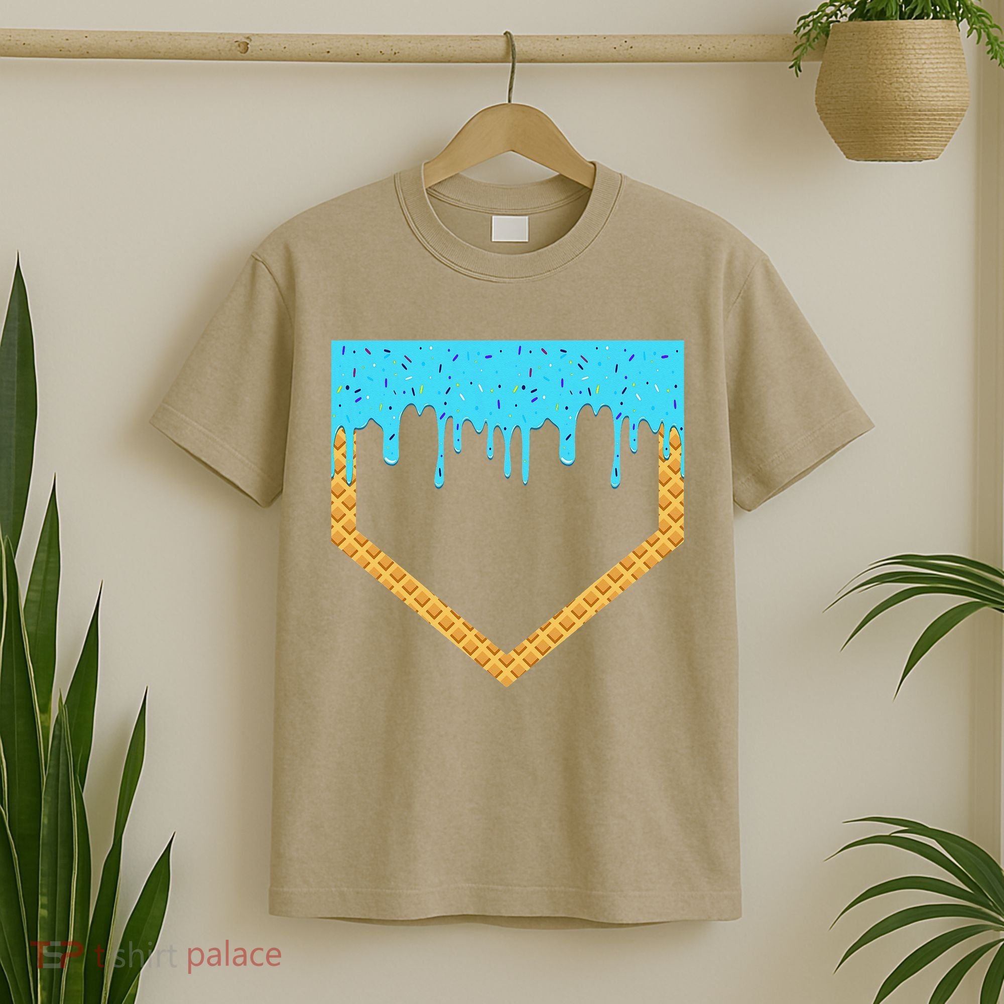 Baseball Ice Cream Dripping Baseball Home Plate Drip T-Shirt