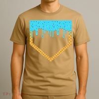 Baseball Ice Cream Dripping Baseball Home Plate Drip T-Shirt thumb 3