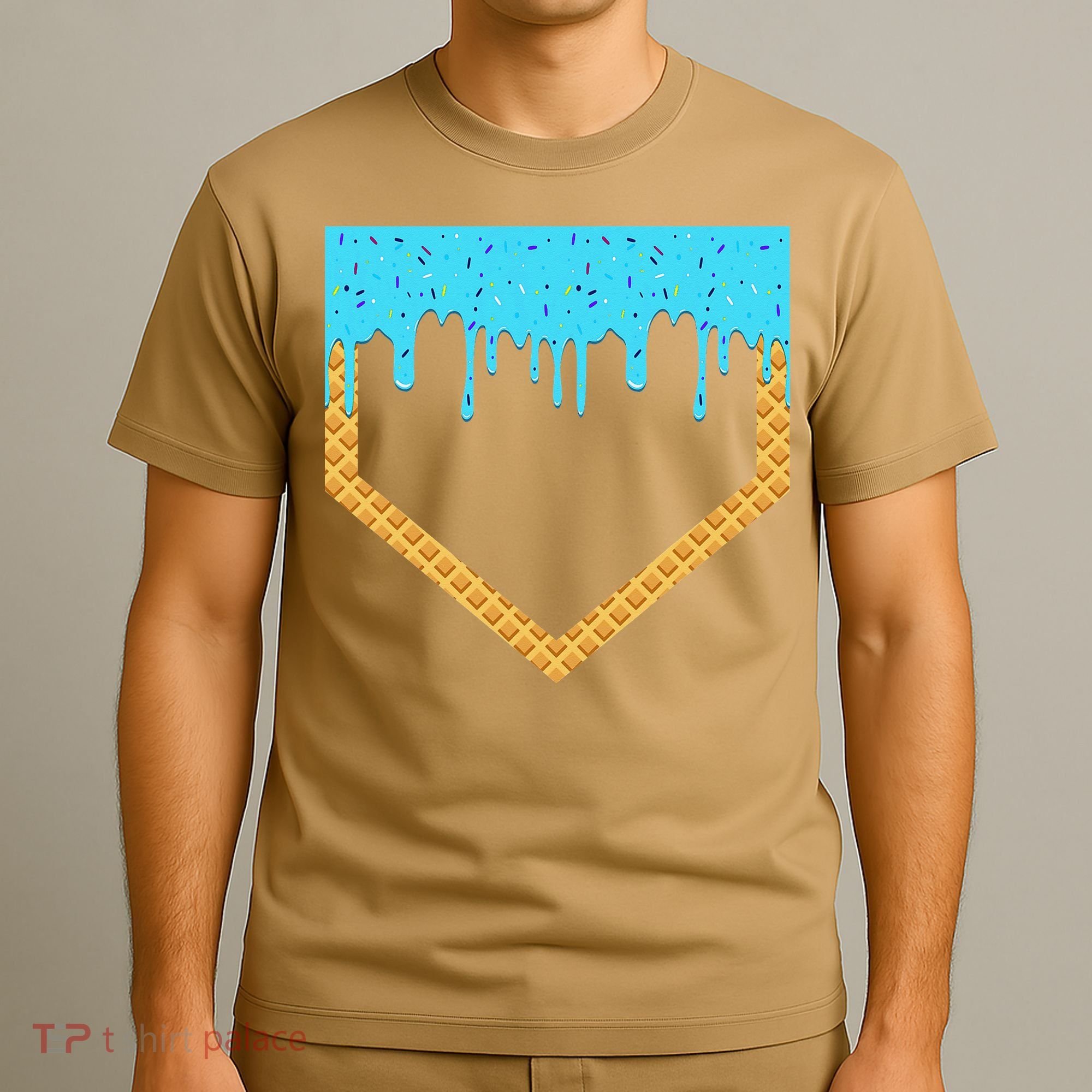 Baseball Ice Cream Dripping Baseball Home Plate Drip T-Shirt