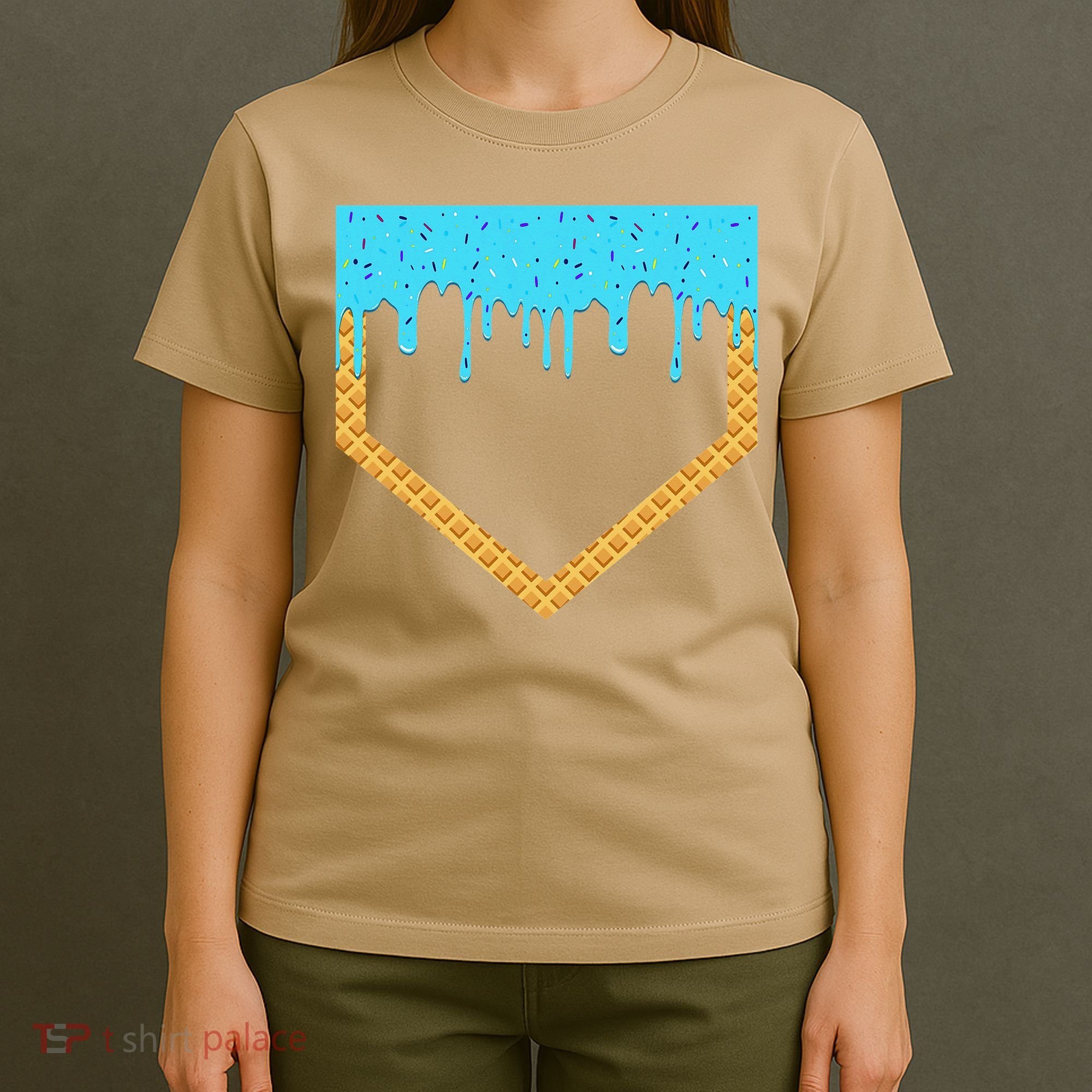Baseball Ice Cream Dripping Baseball Home Plate Drip T-Shirt