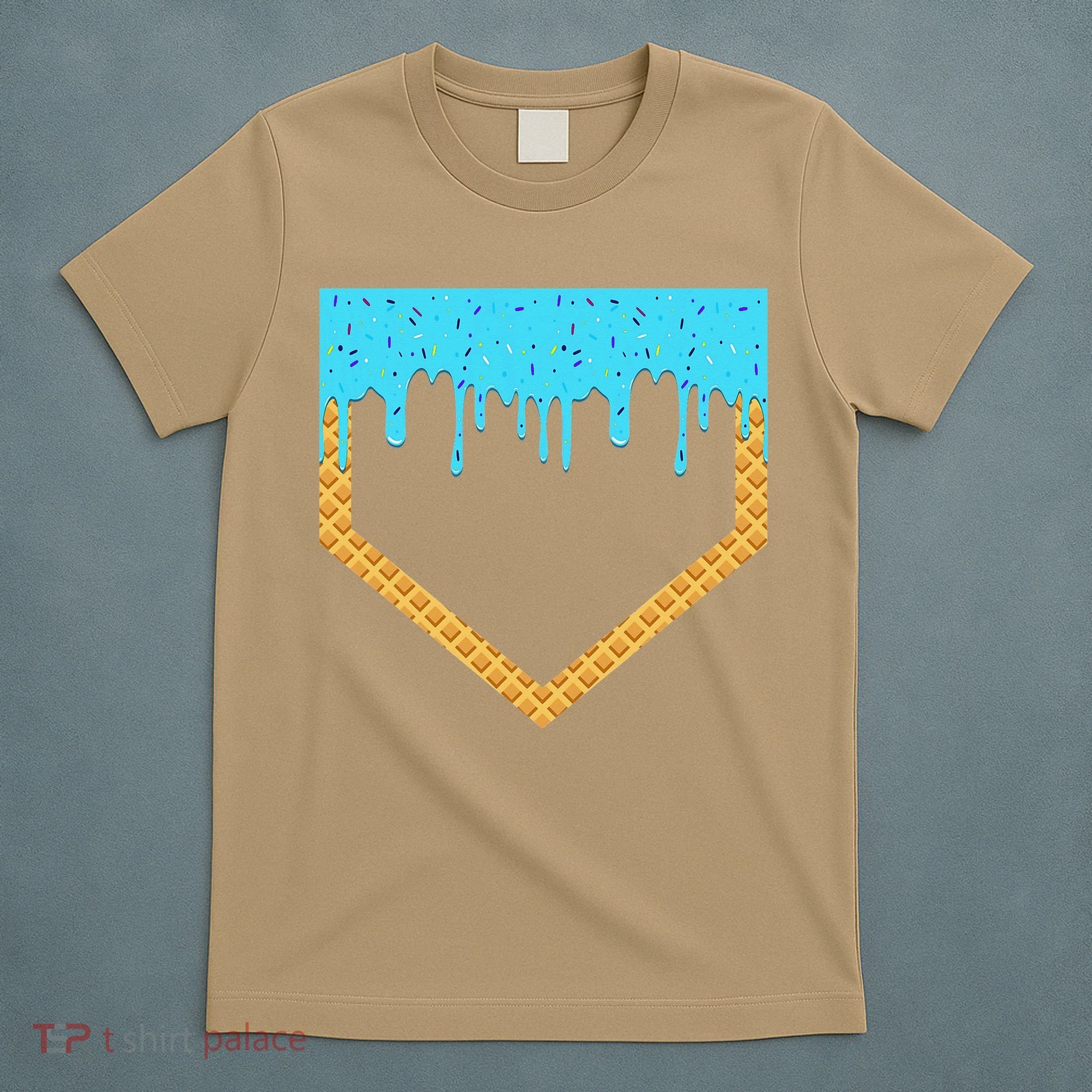 Baseball Ice Cream Dripping Baseball Home Plate Drip T-Shirt