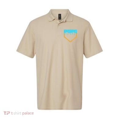 Baseball Ice Cream Dripping Baseball Home Plate Drip Polo