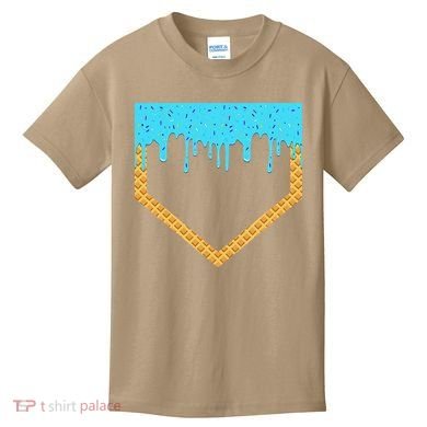 Baseball Ice Cream Dripping Baseball Home Plate Drip Kids T-Shirt