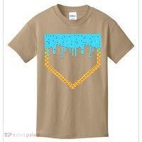 Baseball Ice Cream Dripping Baseball Home Plate Drip Kids T-Shirt thumb 0