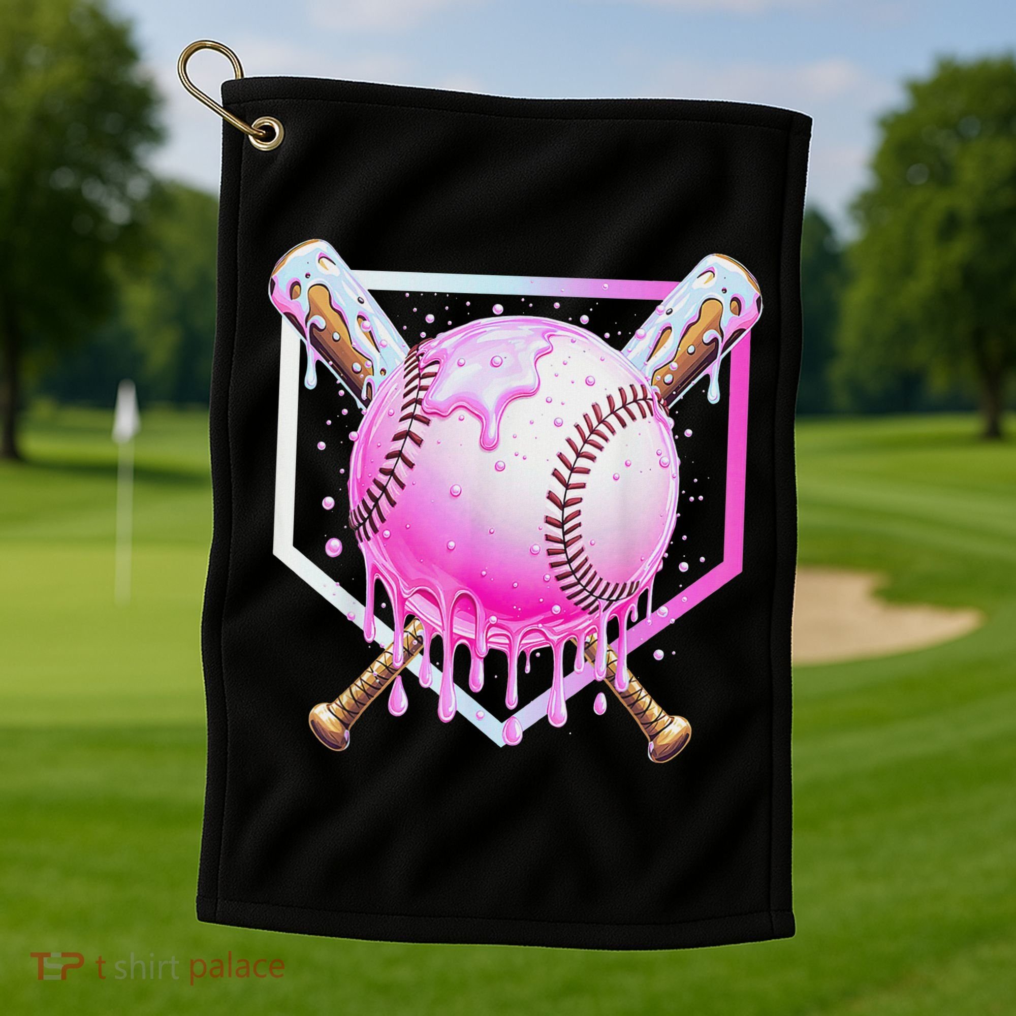 Baseball Ice Cream Home Plate Baseball Lover Golf Towel