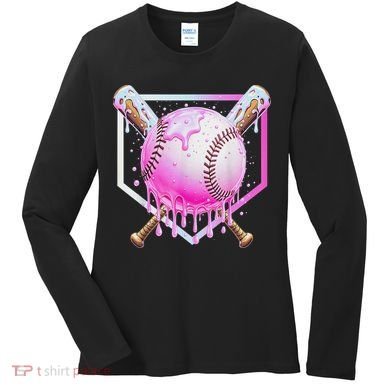 Baseball Ice Cream Home Plate Baseball Lover Women's Long Sleeve Shirt