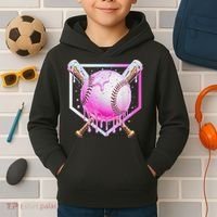 Baseball Ice Cream Home Plate Baseball Lover Kids Hoodie thumb 2