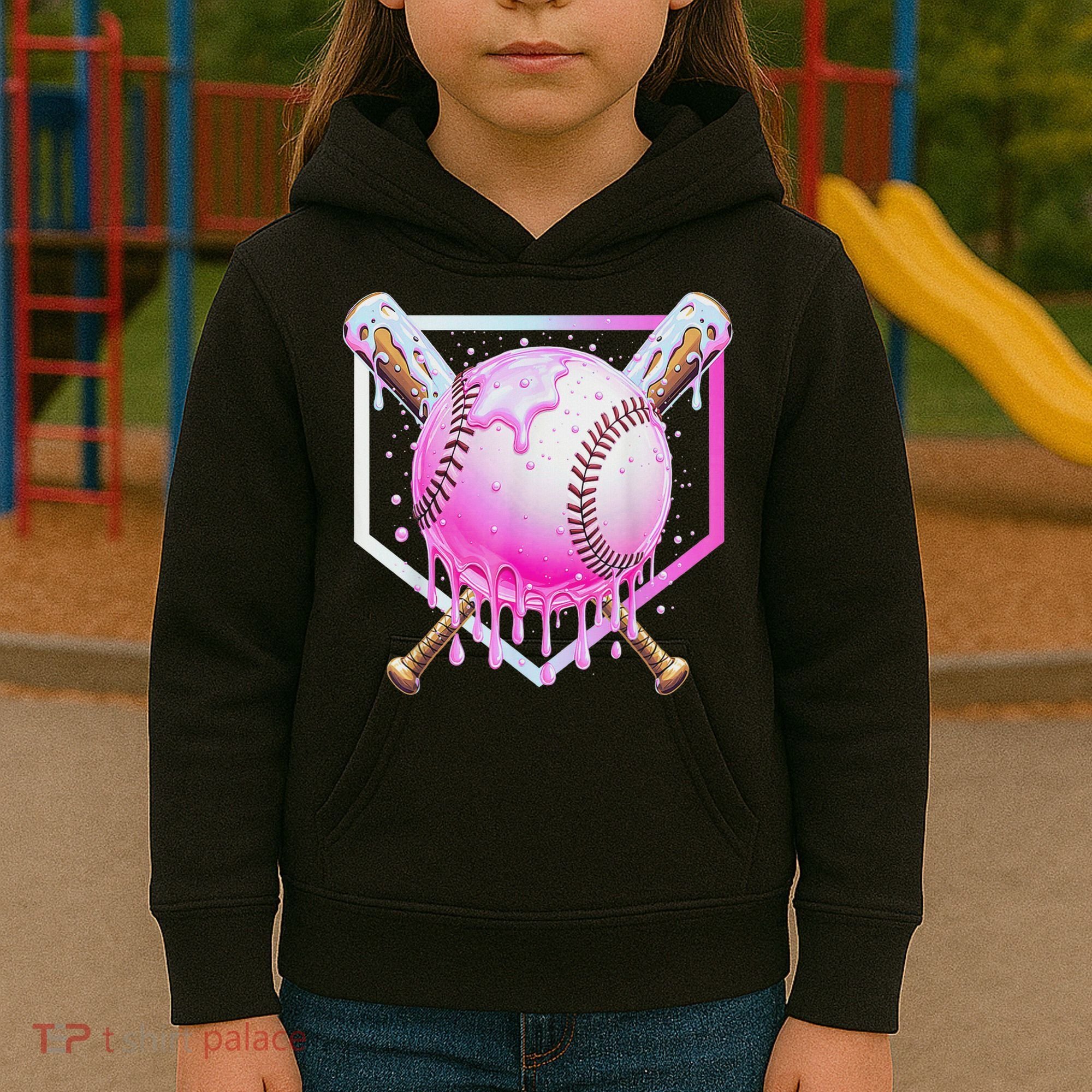 Baseball Ice Cream Home Plate Baseball Lover Kids Hoodie