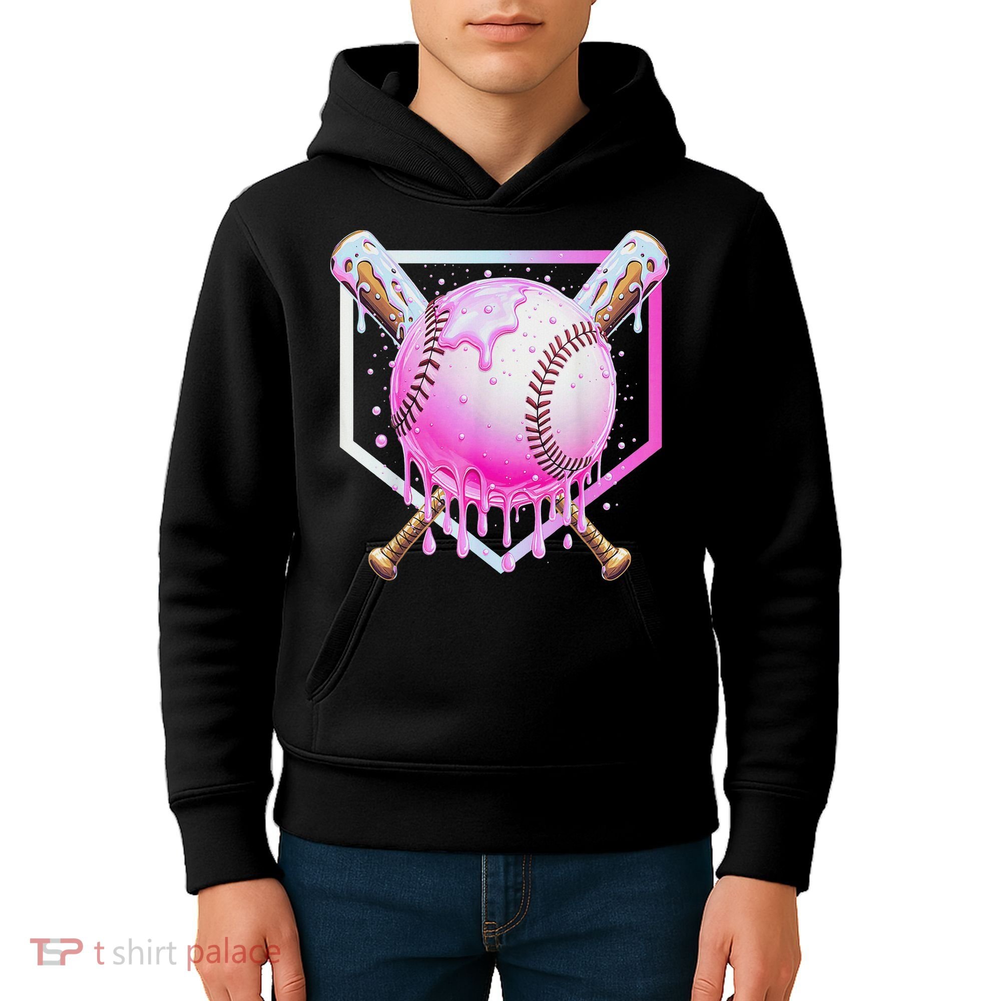 Baseball Ice Cream Home Plate Baseball Lover Kids Hoodie