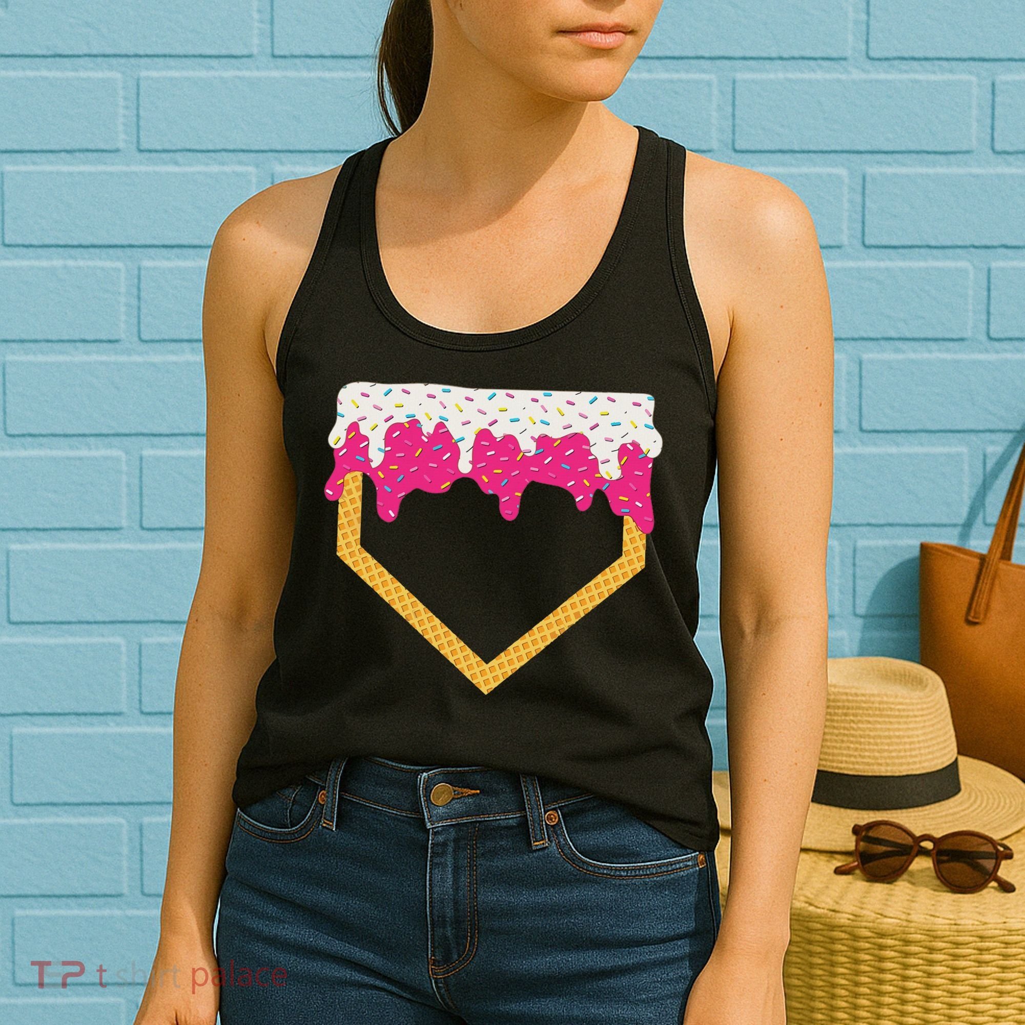 Baseball Ice Cream Dripping Drip Women's Tank Top