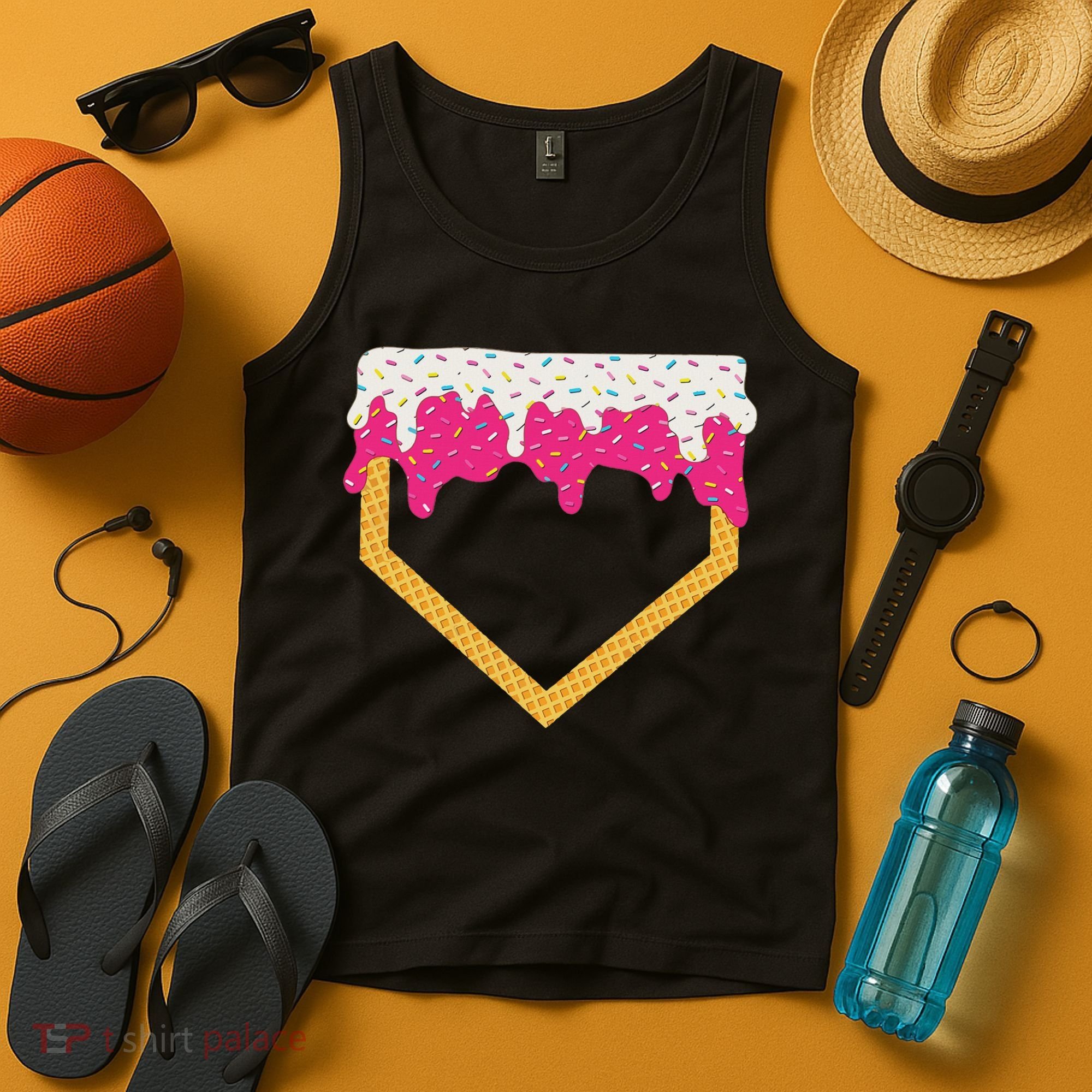 Baseball Ice Cream Dripping Drip Tank Top