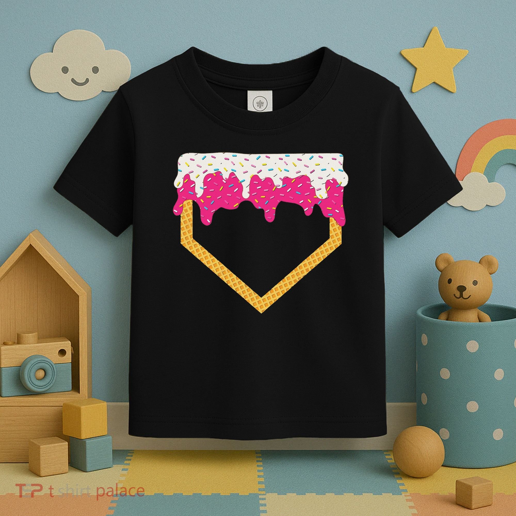 Baseball Ice Cream Dripping Drip Toddler T-Shirt