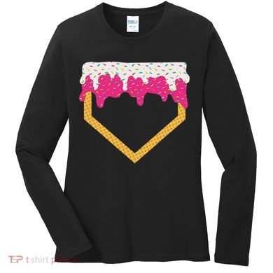 Baseball Ice Cream Dripping Drip Women's Long Sleeve Shirt